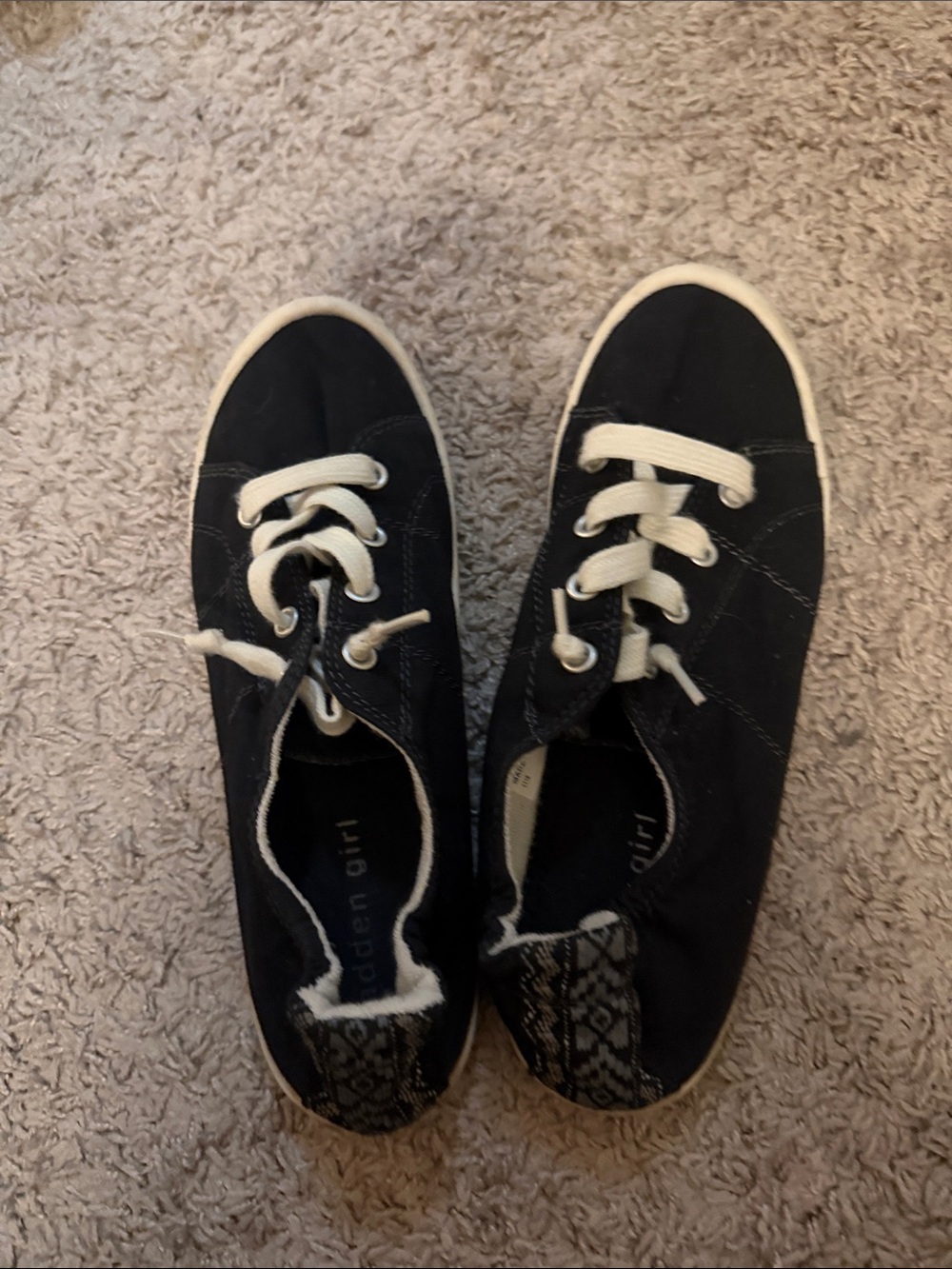 Black Canvas Women's Lace-Up Sneakers - Unknown Brand